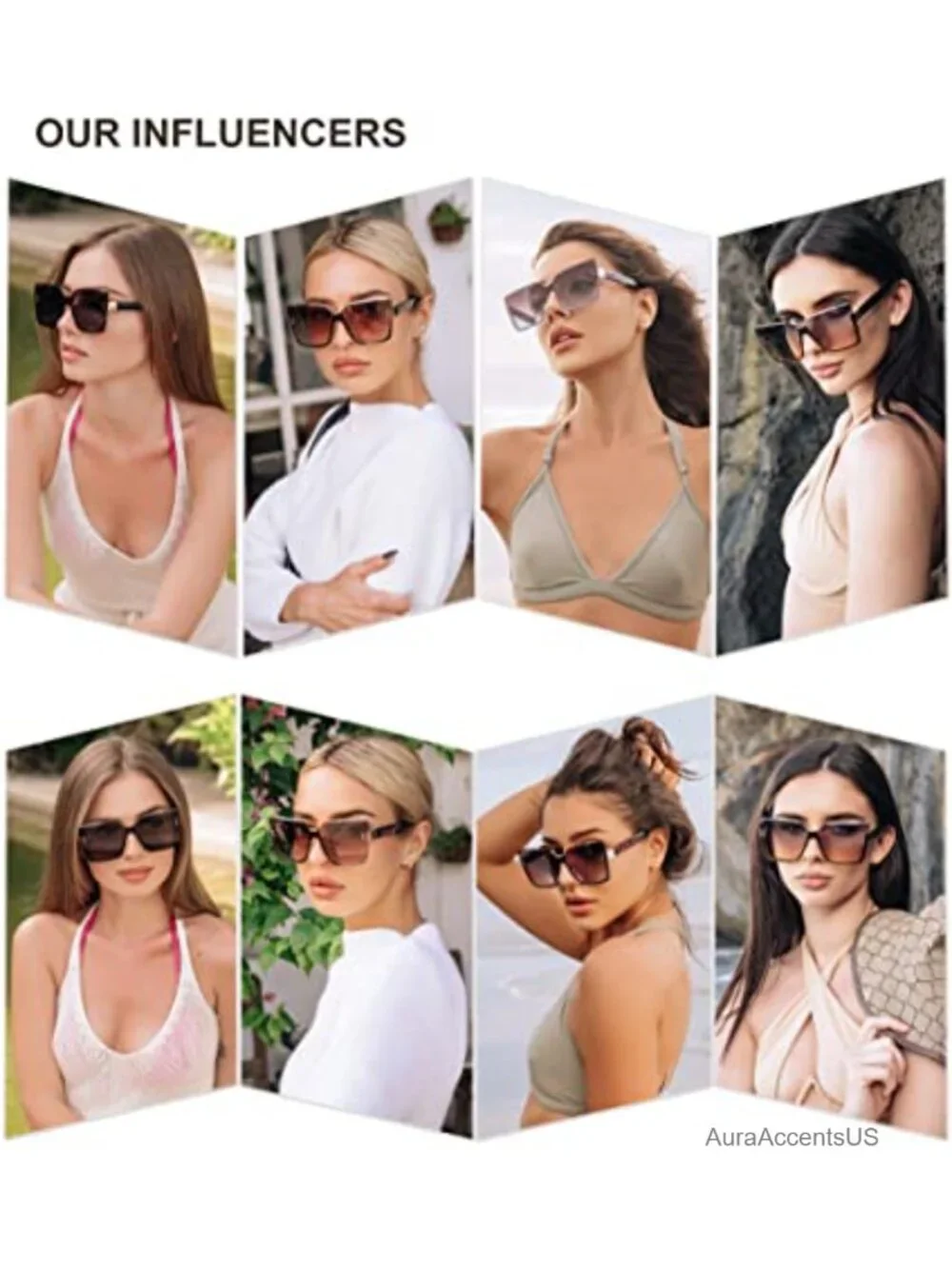 Oversized Square Rimless UV400 Sunglasses Retro Vintage Full-Frame Adult